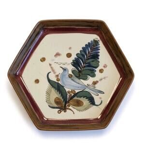 Ken Edwards Pottery Six Sided Bowl Server 9¼" X 10¼" Bluebird Stoneware EUC